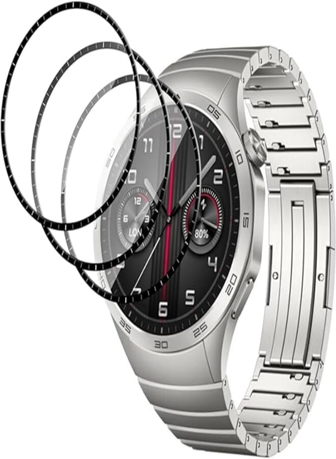 NESLIN 3 Pack 3D Screen Protector Compatible with Huawei Watch GT5/GT5 Pro/GT4, HD Clear Bubble Free Tempered Glass Protection Film Compatible with Huawei Watch GT5/GT4 46mm Anti-Scratch (46mm)